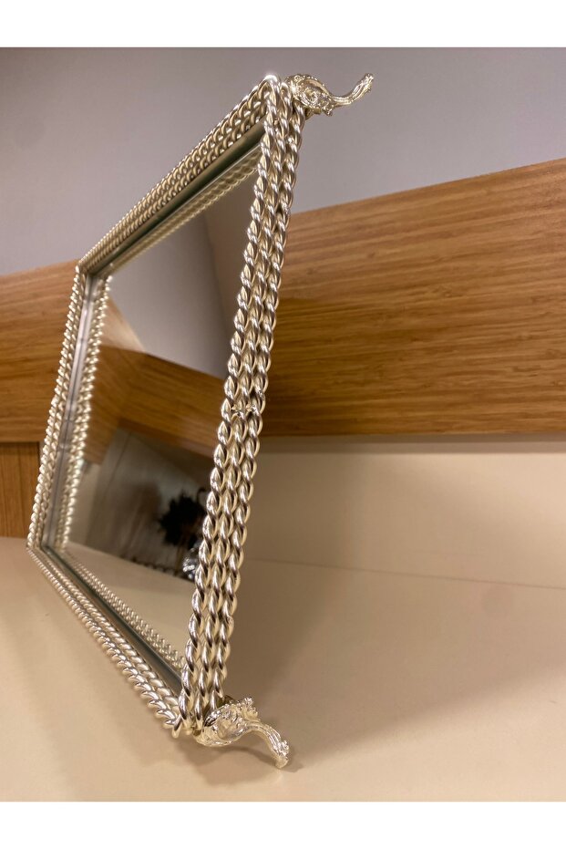 ديكور حديقة نحاسي مستطيل فضي 44X33 - 4