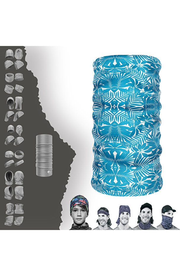 Extreme Blue White Snowflake Neck Gaiter Bandana Mask Hair Band Buckle