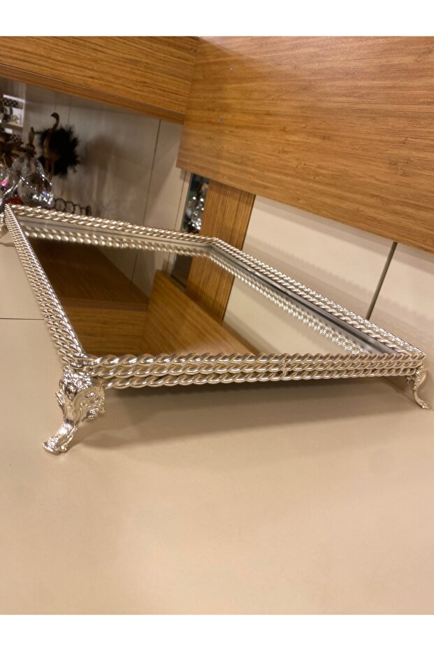 ديكور حديقة نحاسي مستطيل فضي 44X33 - 2