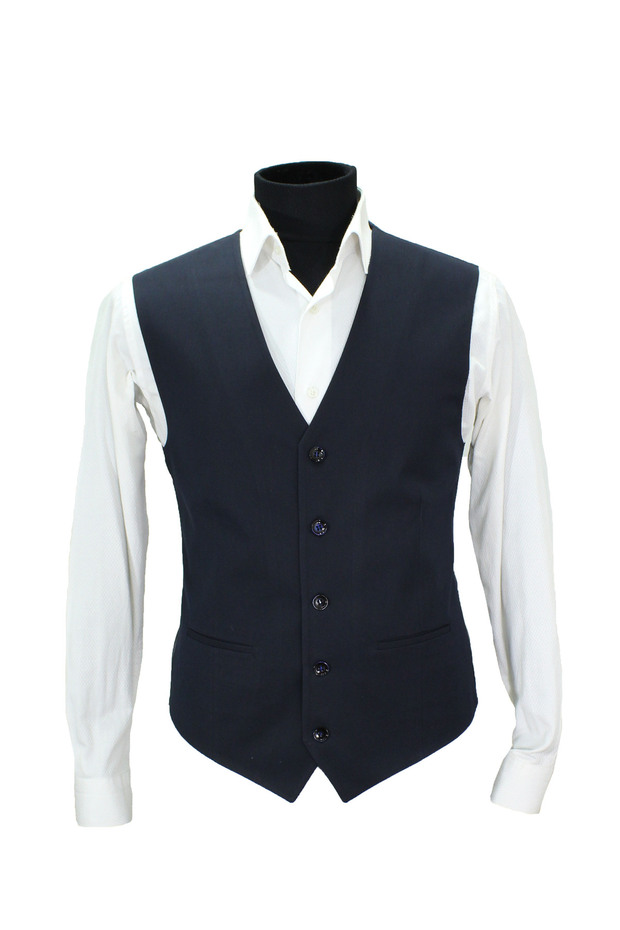 Dark Navy Blue Vest V Neck Plain Poly Viscose Regular Fit 50648
