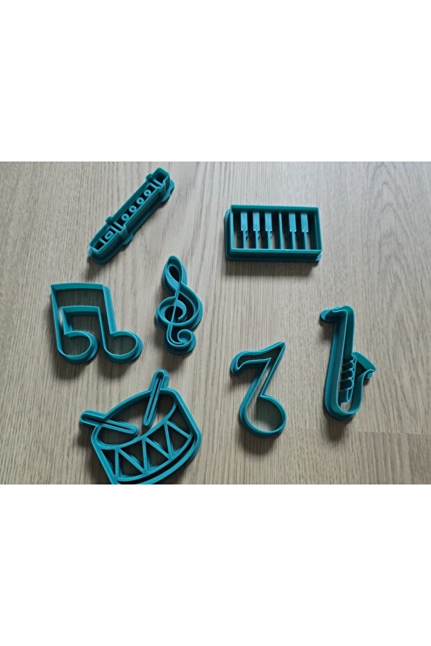 Music Theme Cookie Cutters Musical Notes Drum Flute Piano - Clay Mold - Cookie Mold (7 Pieces)