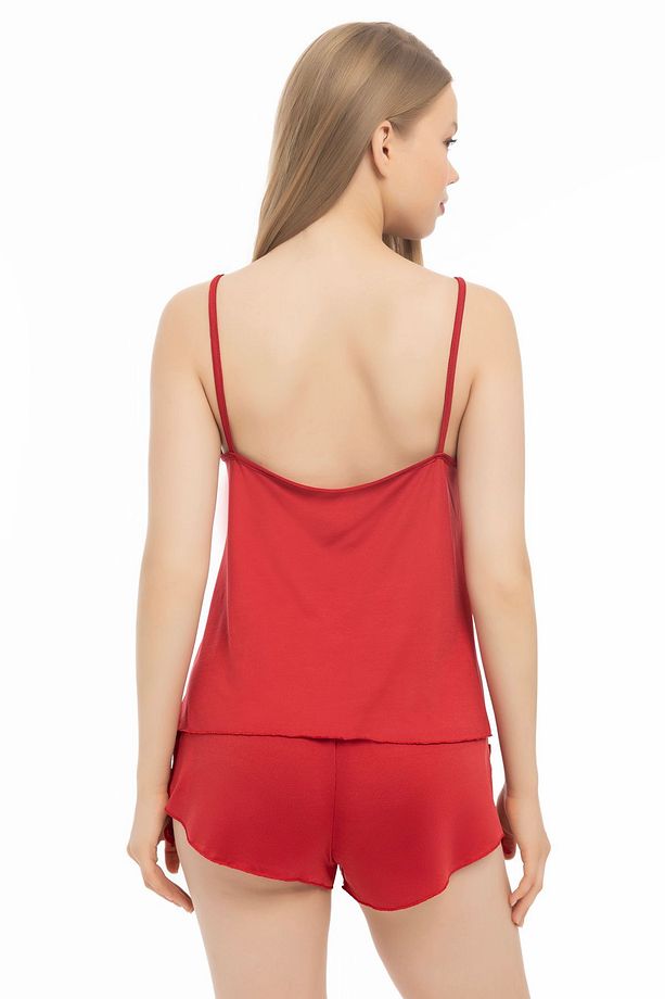 Mikro Penye Kumaş Şortlu Pijama Takımı - 4
