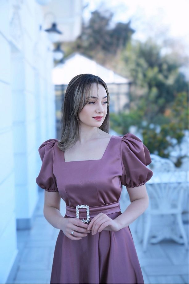 Hafsam elbise gül kurusu - 2