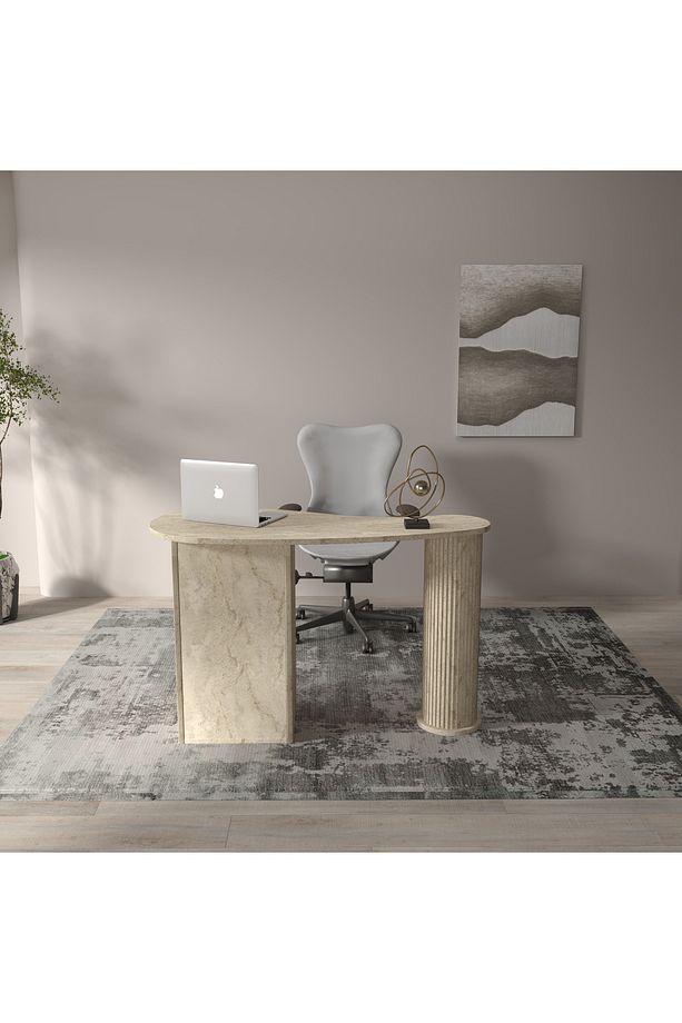 Modern Travertan Çalışma Masası Ofis ve Ev İçin Zarif 100% MDF - 1