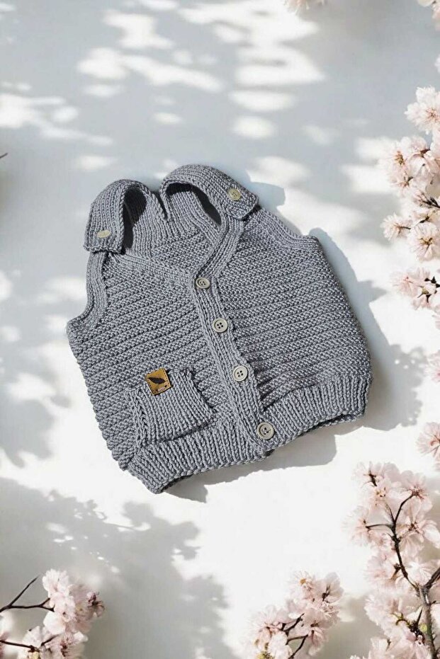 El Örgüsü Yelek Rambo Model Erkek Bebek Yeleği, Örgü Yelek - 6