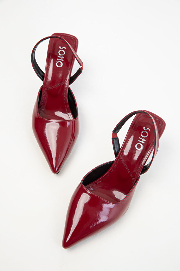Claret Red lakkbőr női klasszikus sarkú cipő 20430 - 4