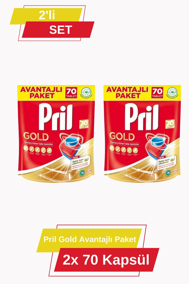 Gold 140 Yıkama Bulaşık Makinesi Deterjanı Tableti (2 x 70'li Paket) - 1