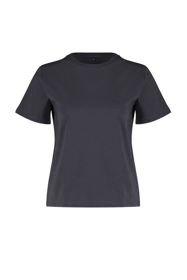 Antrasit %100 Pamuk Basic Bisiklet Yaka Örme T-Shirt TWOSS23TS00000 - 6