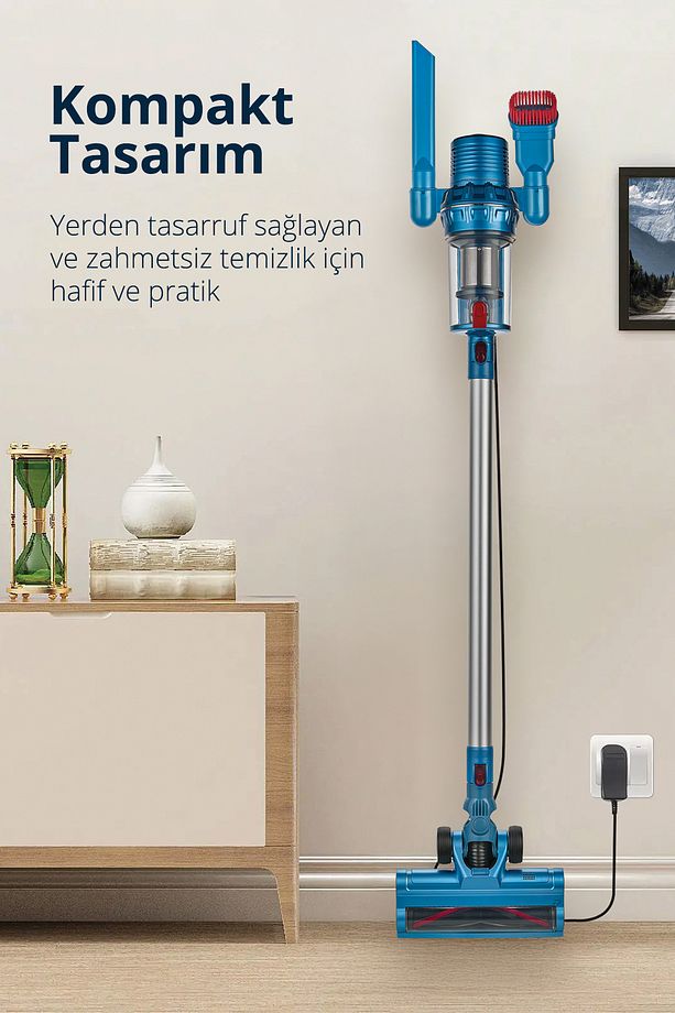 Kvc-4041 Şarjlı Lityum Pilli Bldc Motor 2'si 1 Arada El Süpürgesi ve Dik süpürge - 4