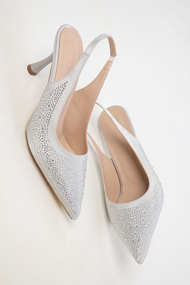 Szare damskie klasyczne buty na wysokim obcasie 20444 - 1