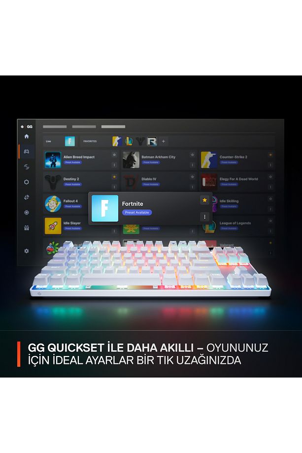 Apex Pro TKL Gen3 OmniPoint 3.0 HiperManyetik Switch RGB Mekanik Kablolu Oyuncu Klavyesi (UK)- Beyaz - 5