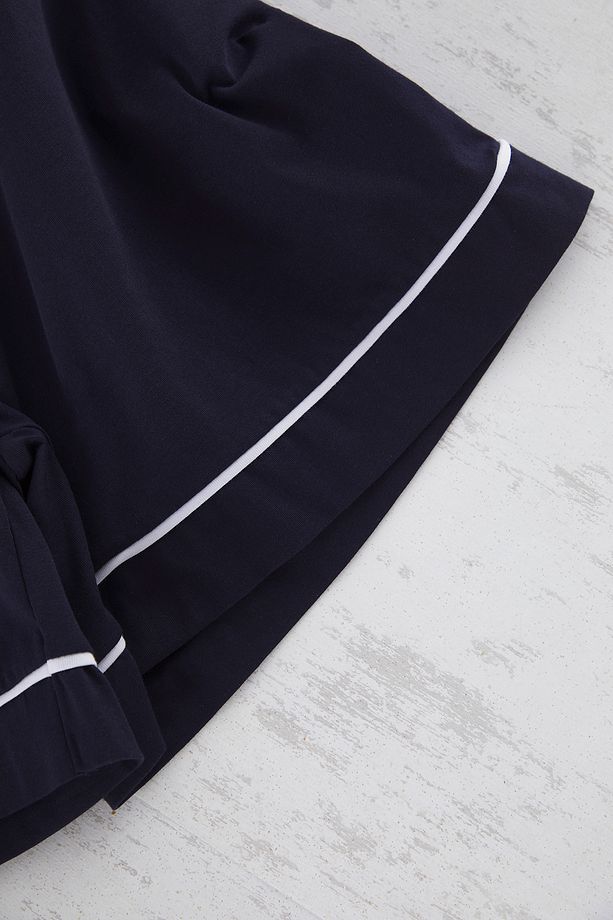 Lacivert Askılı Biye Detaylı Şortlu Örme Pijama Takımı TBBSS25AI00110 - 4
