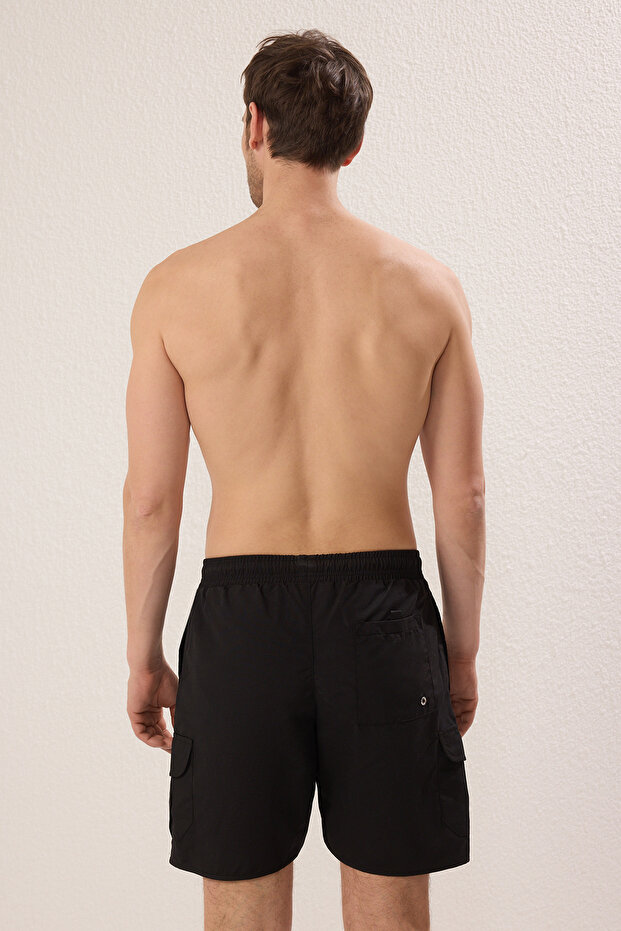 Siyah Kargo Cepli Standart Boy Mayo Deniz Şortu TMNSS22DS0028 - 5