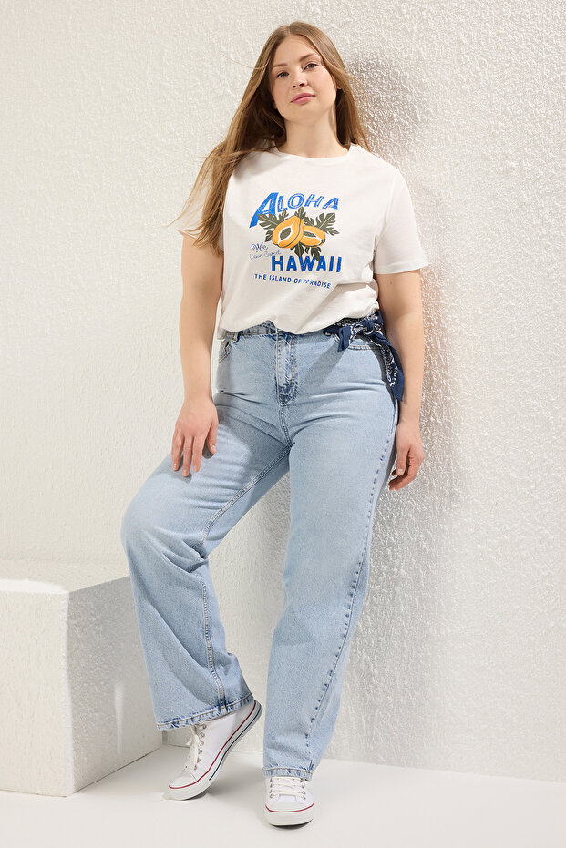 Mavi Yüksek Bel Soluk Efekt Vintage Yıkama Straight Fit %100 Pamuk Non-Stretch Jeans TBBSS24CJ00042 - 2