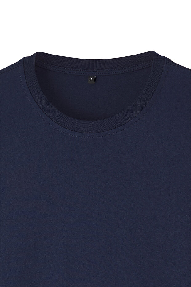 Lacivert-Bej Oversize/Geniş Kesim 2'li Paket Yazı Baskılı-Düz %100 Pamuk T-Shirt TMNSS25TS00215 - 10