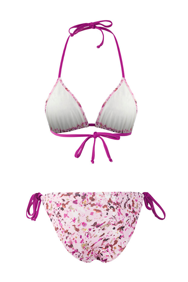 Çiçek Desenli Biyeli Üçgen Regular Normal Bel Bikini Takımı TBESS25BT00183 - 7