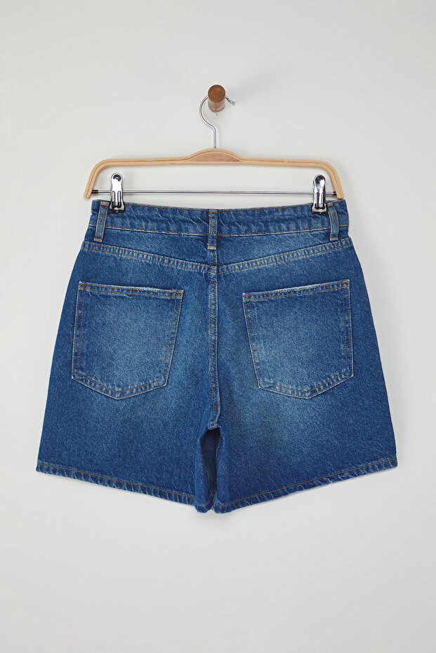 Mavi Yüksek Bel City Boy Denim Şort TWOSS25SR00172 - 8