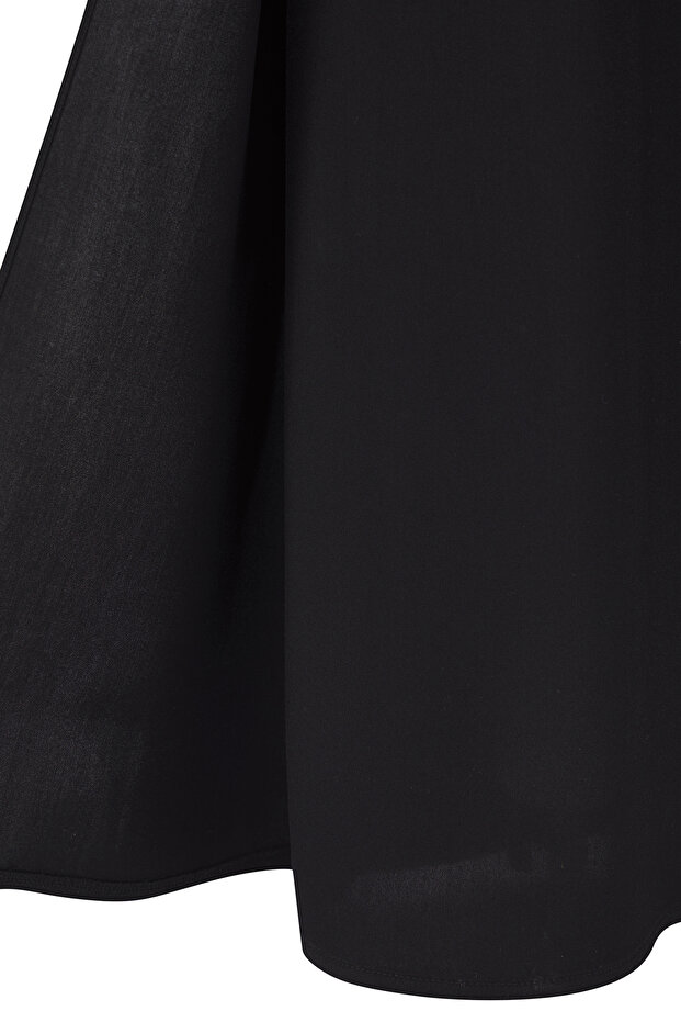 Siyah Düz Beli Gipeli Geniş Paça Plaj Giyim Büyük Beden Pantolon TBBSS25AR00010 - 11