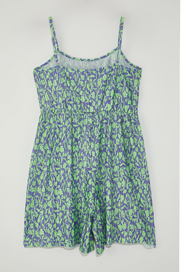 Green Strap Patterned Large Size Knitted Jumpsuit Tbbss25Bg00016 - 7