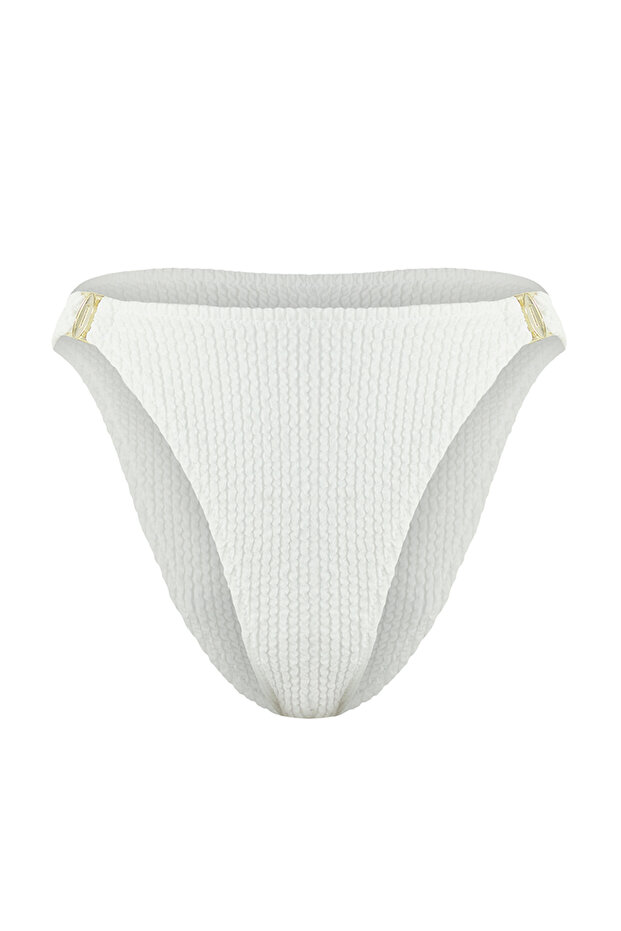 Ekru Aksesuarlı Regular Normal Bel Bikini Altı TBESS25BA00051 - 5