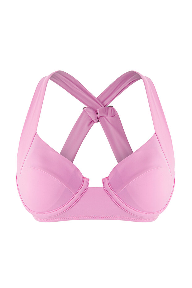 Pembe Balconette Kaplı Bikini Üstü TBESS25BU00055 - 5