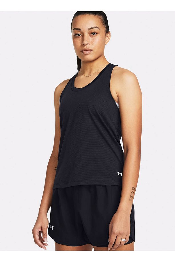 1382436-001 UA Launch Singlet Siyah U Yaka Fitted Kadın Atlet - 1
