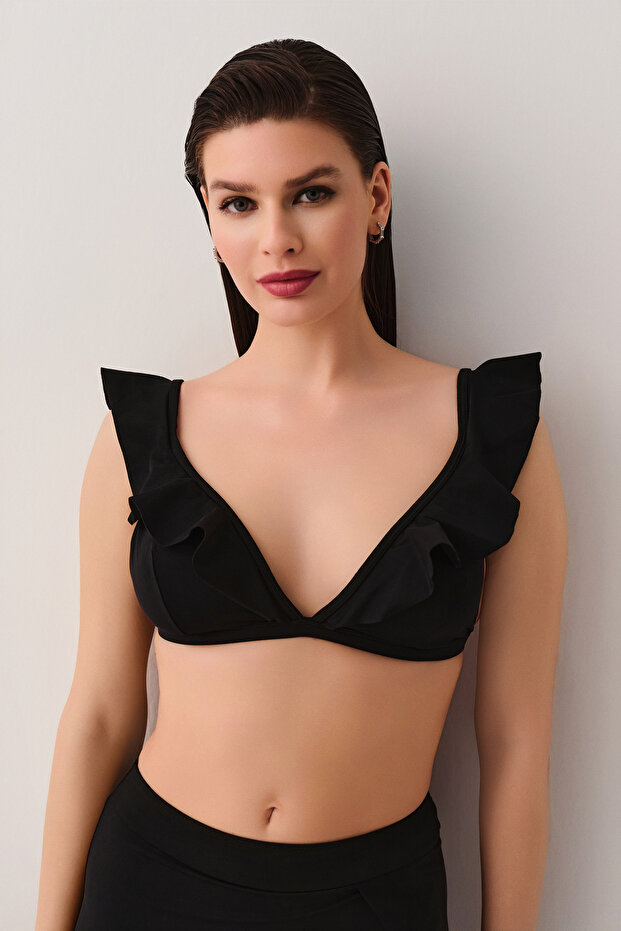 Volanlı Üçgen Bikini Üst - 1