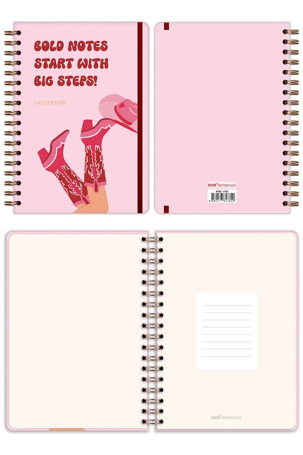 B5 17x24 cm Spiralli Lastikli Noktalı Tarihsiz Not Defteri Çizme - 7
