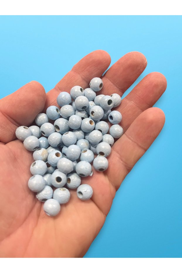 8 Mm Baby Blue Wooden Beads - 300 Pieces