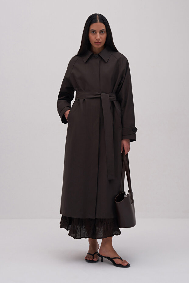 Women's Brown Liora Maxi Trench Coat