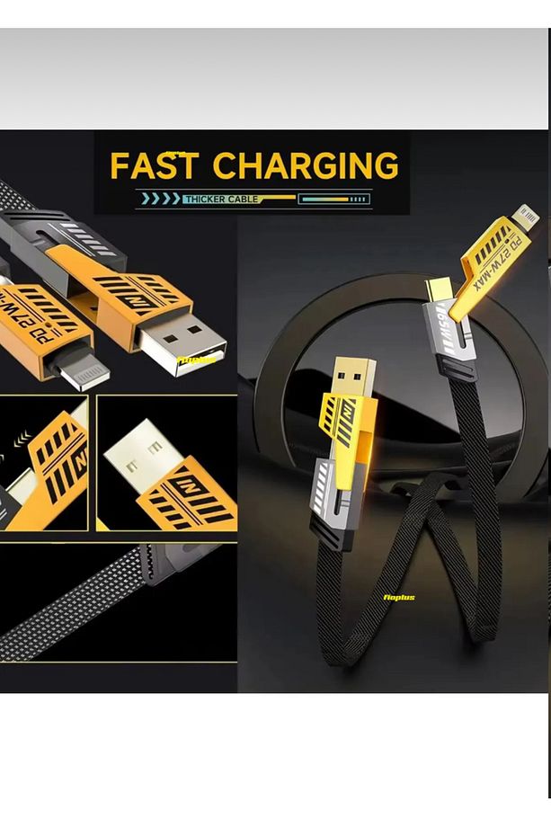 - 4in1 PD 65 Watt Android Type-C 27 Watt iPhone Halat Örgü Kırılmaz Uç 1MT - 7