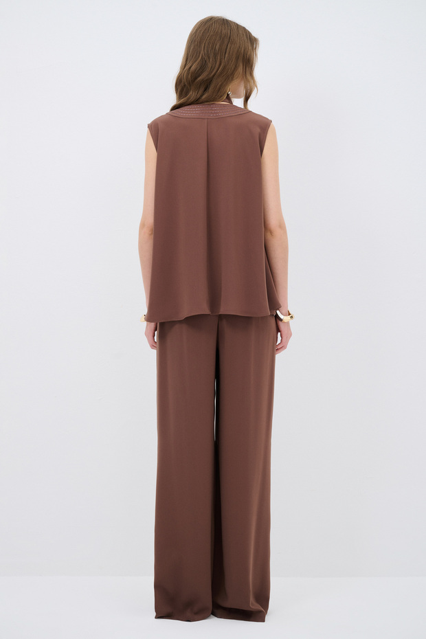 Fularlı V Yaka Bluz - 7