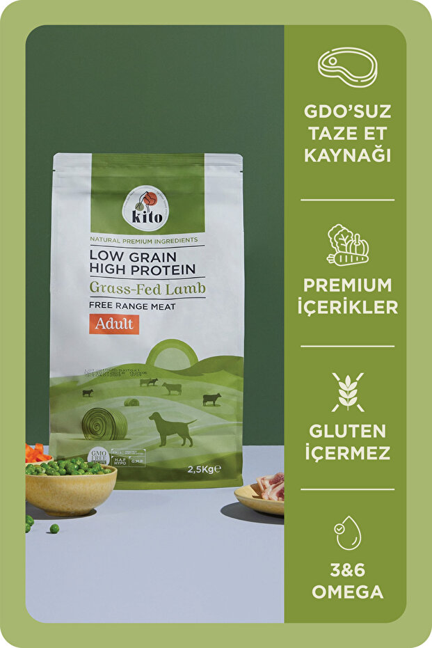 kito Doğal Besi Kuzu Etli Yetişkin Köpek Maması 2,5 Kg (SÜPER PREMİUM MAMA)