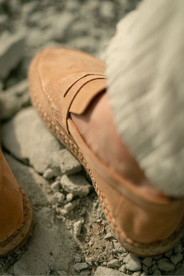 Minoa Bej Loafer Süet Deri Espadril - 6