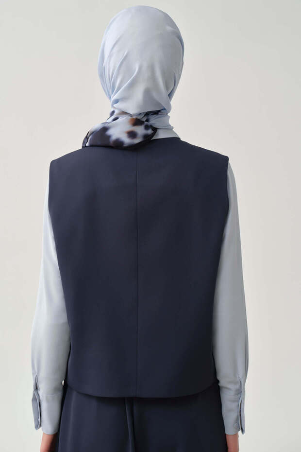 Kruvaze Mini Yelek - Lacivert - 8