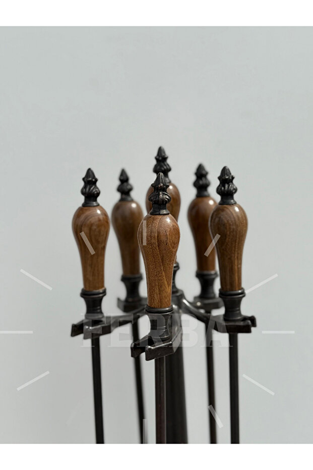 Ahşap Başlı Şömine Maşa Takımı - 1