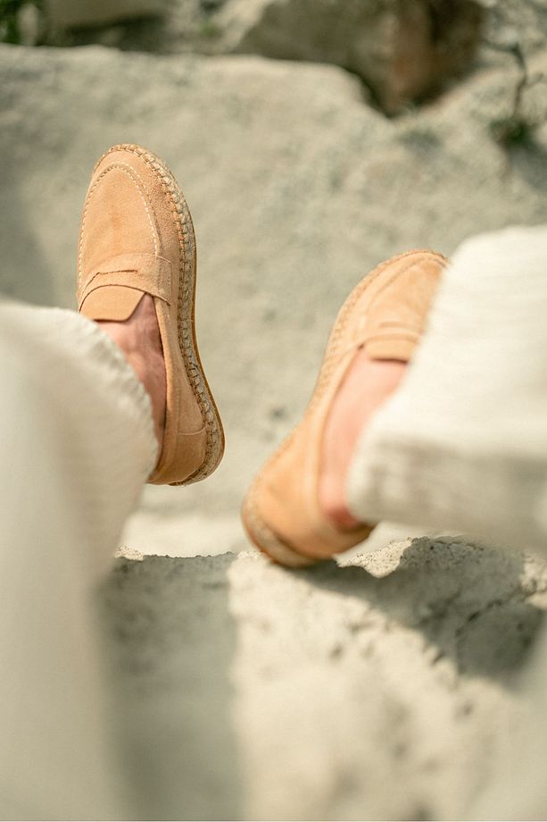 Minoa Bej Loafer Süet Deri Espadril - 8
