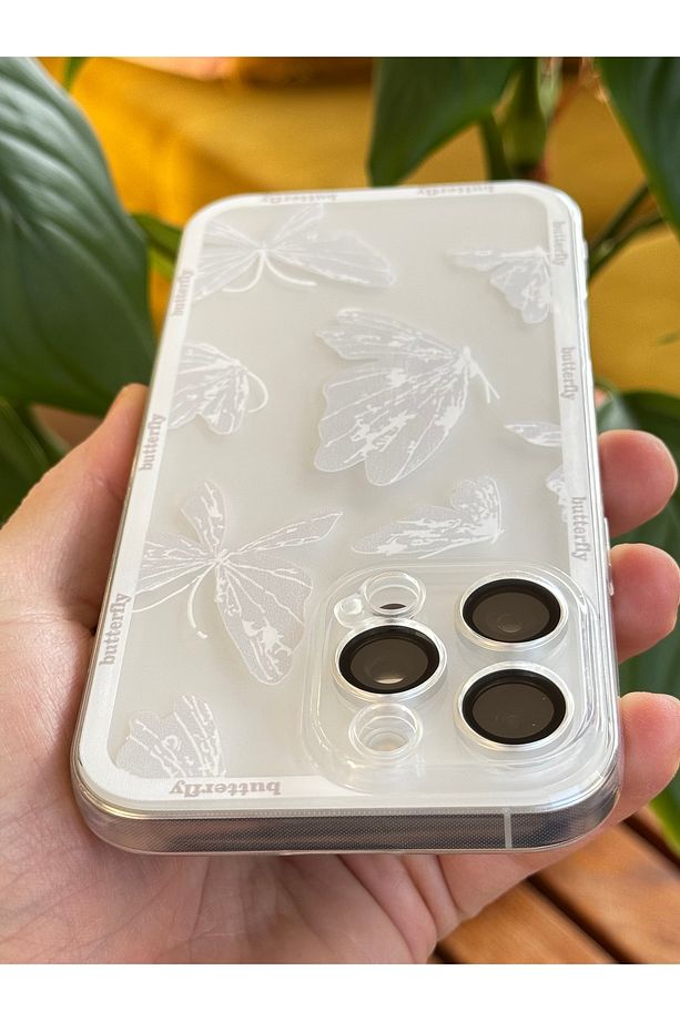Apple iPhone 13 Pro Max Kılıf Tasarımlı Desenli Kamera Korumalı Şeffaf Kelebek Yumuşak Silikon Kapak - 4