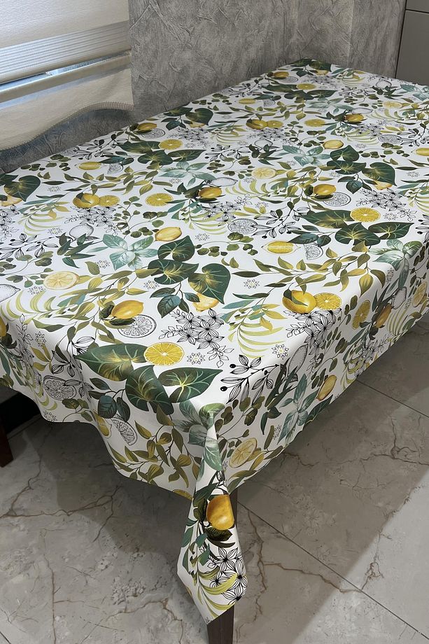 Pvc elyaf tabanlı Silinebilir Muşamba Masa Örtüsü_limon_8302 - 3
