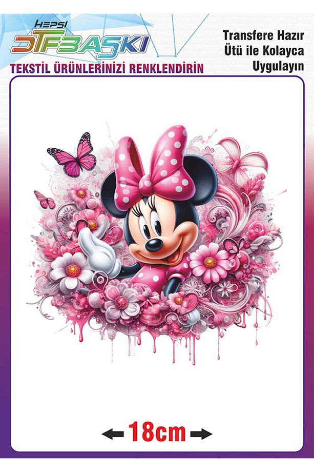 Minnie Mouse Ütü ile Yapışan Tekstil Transfer Baskı - 1