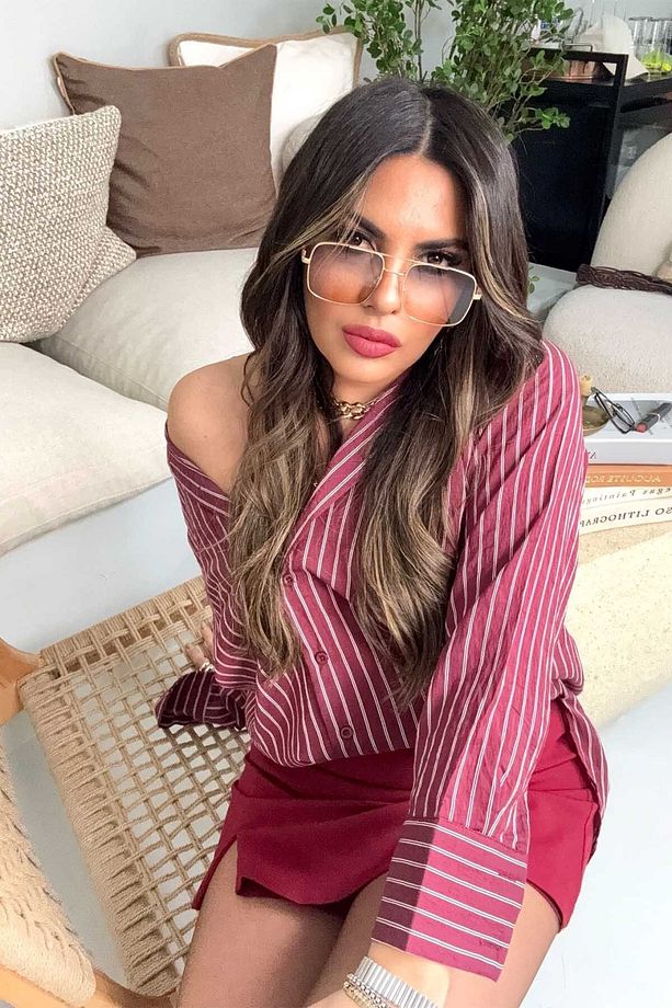 Yırtmaçlı Şort Etek Bordo - 5