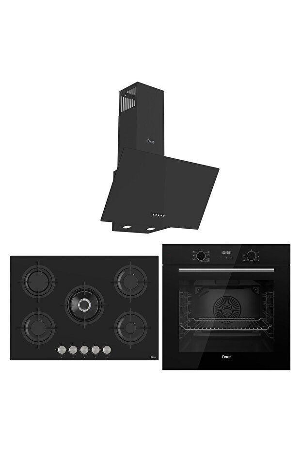 Flowart Evolis Essential Siyah 3'lü Ankastre Set ( QBL63CS-RS035-D086 ) - 1