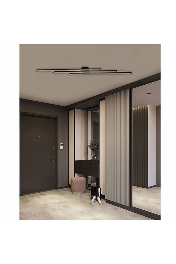 Modern Tavan Koridor Aydınlatması Çubuk Led Siyah Günışığı Lineer Avize Armatür Üçlü - 1