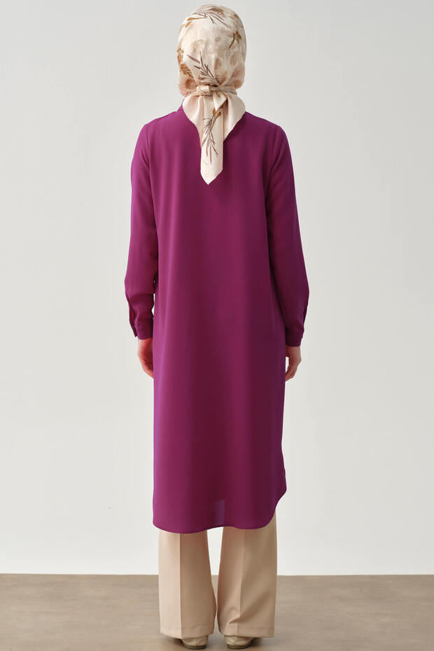 Gizli Patlı Basic Tunik - Fuşya - 7