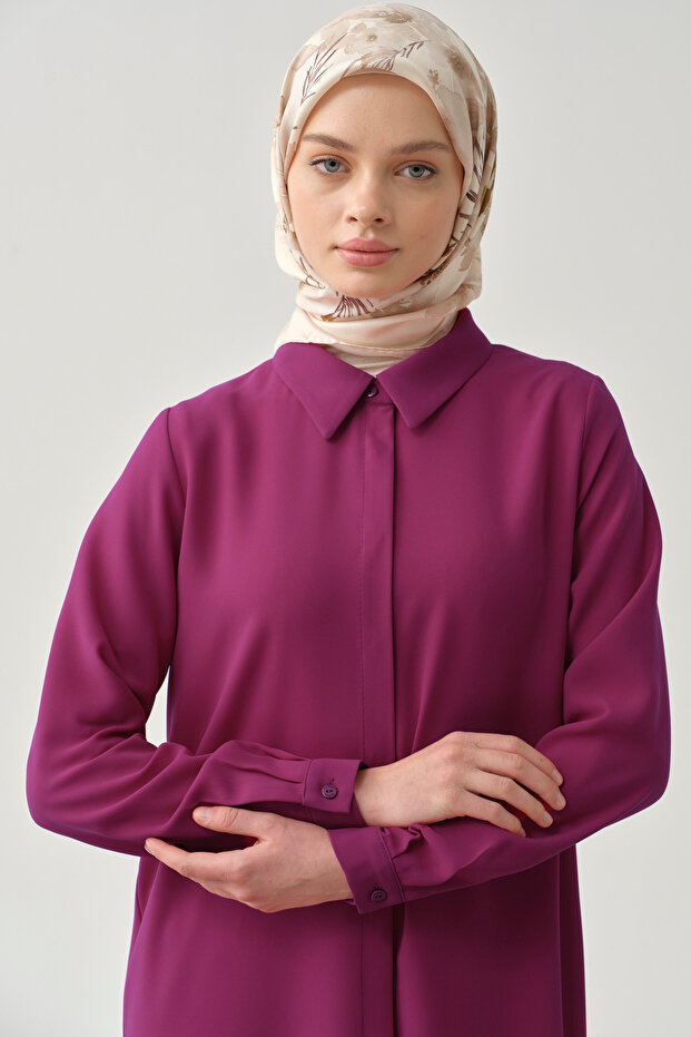 Gizli Patlı Basic Tunik - Fuşya - 5