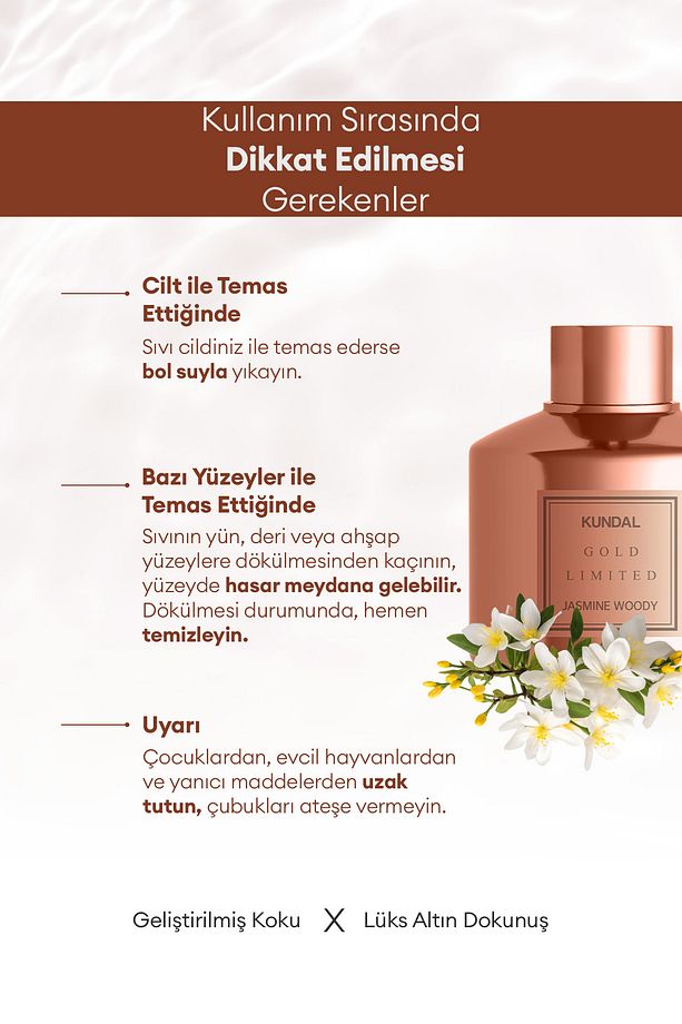 Parfüm Difüzörü Seçkin Seri KUNDAL Perfume Diffuser Rose Gold Edition 200ml 2 Adet (Jasmine Woody) - 6