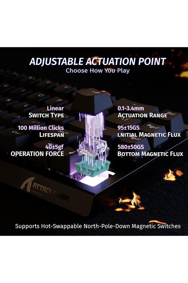 Attack Shark X68HE Rapid Trigger 0.125ms Manyatik Switch RGB App Uygulamalı Gaming Oyuncu Klavye - 3