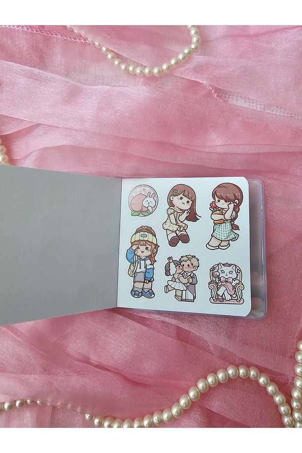 Simli Sulu Kapaklı Stickerlı Midi Boy Kare Not Defteri (1 Adet) - 3