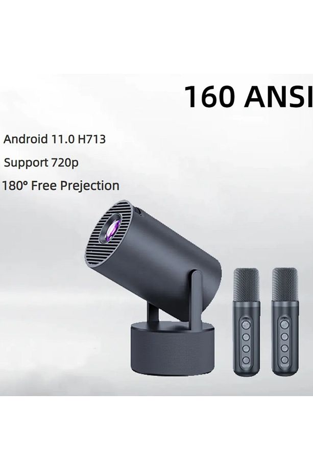 Mikrofonlu Projektör 4K Android 11 Taşınabilir Ev Sineması Video Projektörleri KARAOKE projektör - 5