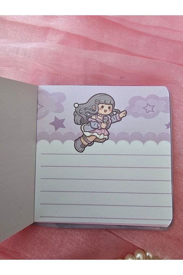 Simli Sulu Kapaklı Stickerlı Midi Boy Kare Not Defteri (1 Adet) - 5